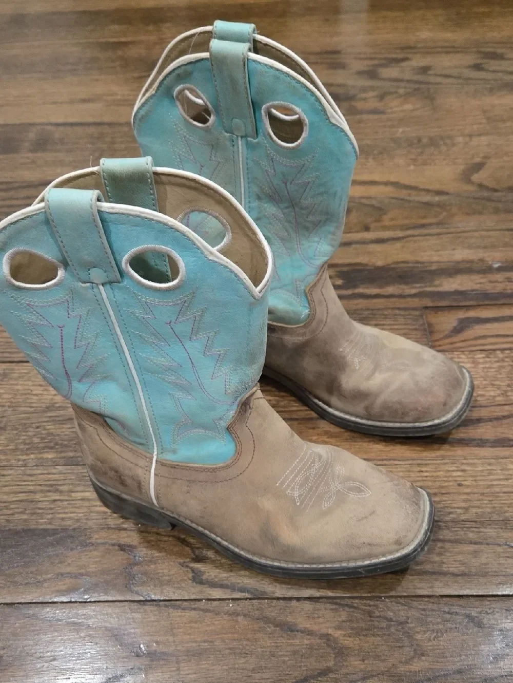 Shyanne Ceci Girl's Blue Brown Mid-Calf Pull-On Western cowboy Size 4D